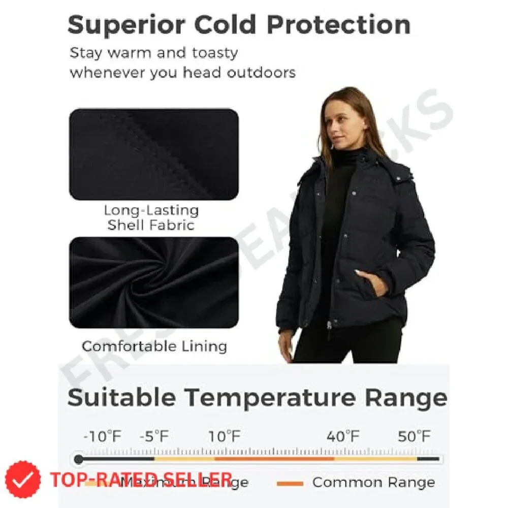 Quilted Puffer Jacket Hooded Winter Coat Thickened Elegant Chic Outerwear
